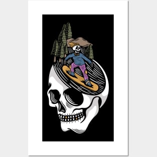 Snowboard skull Posters and Art